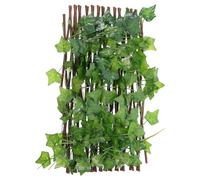 BESPORTBLE Clôture Rétractable en Fausses Feuilles Vertes Treillis en Bois et Tissu Soie, Longueur Ajustable pour Cour et Protection de L'intimité