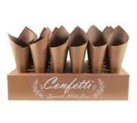 BESPORTBLE Cônes en Papier Kraft Alimentaire pour Mariage - 24 Emplacements Support en Carton 30 Cornets Gaufrés Colorés - Cornets à Pétales et Confettis pour Fête Buffet et Décoration de