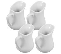 BESPORTBLE Ensemble de 4 Pots à Crème en Céramique Blanche 80ml pour Café Verseur Élégant Facile à Nettoyer Bar à Café