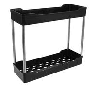 BESPORTBLE Étagère à Épices Cuisine à Plusieurs Niveaux, Étagère pour Bocaux et Bouteilles, 2 Niveaux, Noir, PP et Acier Inoxydable, Gain de Place, Facile à Nettoyer, Mobilité Aisée