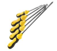 BESPORTBLE Jeu de Tournevis Professionnel Poignée Caoutchouc Jaune Long Tournevis, Acier Chrome-vanadium 3, 4, 5 et 8 Pouces, Cruciforme et Plat, pour Électricien