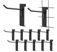 BESPORTBLE Lot de 12 Crochets Muraux Robustes en Fer Double Pied pour Panneau Grillagé, Crochets D'affichage Sécurisés Embout Rond, Organisateur Mural Polyvalent pour Maison et Garage