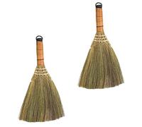 BESPORTBLE Lot de 2 balais de Paille de Riz, en Bambou Naturel, Fait à la Main, Outil de Nettoyage pour l'intérieur et l'extérieur