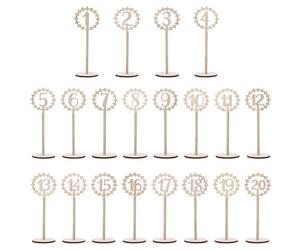 BESPORTBLE Lot de 20 Numéros de Table en Bois de 1 à 20, Chiffres Décoratifs pour Mariage et Réception, Supports Stables pour Banquet, Fête et Événement, Décoration de Table Pratique