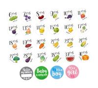 BESPORTBLE Lot de 28 Autocollants Hebdomadaires Ventre de Femme Enceinte Stickers Croissance Grossesse sans Résidu Accessoires Photo Maternité pour Souvenirs de Grossesse