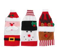 BESPORTBLE Lot de 3 Housses Tricotées pour Bouteilles de Vin de Noël Motifs Bonhomme de Neige Père Noël et Renne Décorations Festives pour Table de Fête Accessoires Réutilisables en