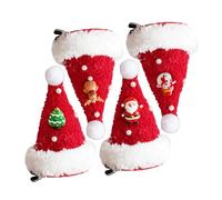 BESPORTBLE Lot de 4 Barrettes à Cheveux de Noël de Chapeau Accessoires Festifs pour Filles Pincettes Décoratives en Tissu Pelucheux