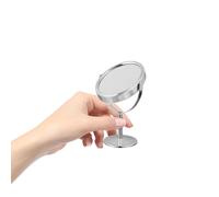 BESPORTBLE Miroir de Maquillage Miroir Grossissant Élégant et Pratique Double Face Pivotant en Verre et Métal Argenté pour Bureau et Coiffeuse