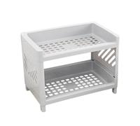 BESPORTBLE Organisateur D’étagère Cuisine Double Niveau Mini en Plastique | Plateau Inférieur Profond, Structure Autoportante, Base Antidérapante, pour Épices et Brosses sur Plan