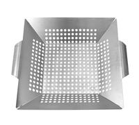 BESPORTBLE Panier à Barbecue Accessoire Solide Trous en Acier Inoxydable Argenté Carré pour Cuisson Uniforme, pour Barbecue en Plein Air