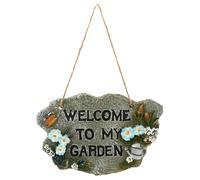 BESPORTBLE Plaque de Porte Suspendue en Résine pour Jardin Étiquette de Porte Décorative Panneau de Bienvenue Rustique pour Terrasse et Extérieur Décoration Murale de Jardin Originale