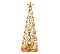 BESPORTBLE Porte-Bougies en Métal Doré Forme Sapin de Noël Support Stable pour Bougies Chauffe-Plat Bougeoir Rond Petit Format Centre de Table Mariage et Décoration Cheminée Photophore