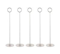 BESPORTBLE Porte-Cartes pour Acier 12 Argenté de Inoxydable en Table Cartes Pouces Base Ronde, Lot de 5 Pièces, Support Stable et Numéros de Menu Restaurant