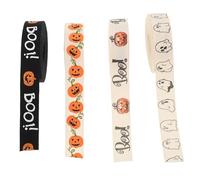 BESPORTBLE Rubans en Tissu pour Décoration de Fête Finition Mate Lot de 4 Thème Halloween Motifs Citrouille Classiques Évite L'effilochage et Emballage Présent Polyvalent