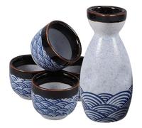 BESPORTBLE Service à Saké en Céramique Japonaise 1 Pichet de 180ml et 4 Coupes de 35ml, Design Exquis et Solide, pour Décoration et Occasions Spéciales