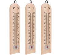 BESPORTBLE Thermomètres Intérieur Extérieur en Bois, Lot de 3, Mesure de Température, Pour Maison et Serre Intérieure, Style Simple, Décoration Classique
