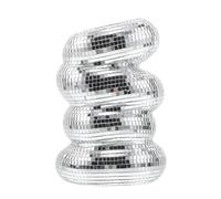 BESPORTBLE Vase Boule Disco en Plastique Argenté Incassable Surface Réfléchissante et Forme Spirale, Élégant pour Décoration Moderne de Table à Café ou Salle à Manger