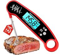 BESROY Thermomètre Cuisine Digitale,Lecture en 2-3s,Sonde température de cuisine étanche et pliable,Écran LCD rétroéclairé,Thermomètre viande adapté à la cuisson, à la viande et aux grillades(Rouge)