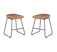 BESS - Lot de 2 tabourets de table en bois Marron