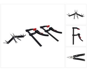 Bessey KLI-SET-A 2x KliKlamp Kli 20 Black Edition Set + Multitool 7+1 pince, couteau, ciseaux, tournevis, ouvre-boîte, flèches, poinçon avec hr