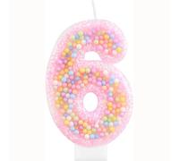 Bessy shop Bougie Anniversaire 6 Ans,Bougie Chiffre 3D,Multicolore Bougies d'anniversaire,Couleur Bonbon Bougie de Décoration Gâteau,Décoration de Gâteau pour Fête d'enfant