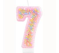 Bessy shop Bougie Anniversaire 7 Ans,Bougie Chiffre 3D,Multicolore Bougies d'anniversaire,Couleur Bonbon Bougie de Décoration Gâteau,Décoration de Gâteau pour Fête d'enfant
