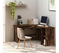 ""Best 2026"" - BUREAU Brun KENNETH - 1 PCS - Table d'écriture d'angle chêne fumé 120x140x75 cm bois d'ingénierie3556