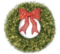 Best Choice Products Couronne de Noël artificielle de 61 cm avec LED scintillantes, grand cyprès de cèdre pré-éclairé avec nœud lumineux, décoration XL pré-éclairée avec lumières blanches, 70 lumières