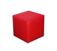 Best For Home Rouge Cube Pouf | Coussin de Sol en Simili Cuir 40 x 40 x 40 | Pouf Confortable pour Salon | Repose-Pieds pour Canapé et Lit | Pouf Tabouret de Style Ottoman | Repose-Pieds Cube Doux