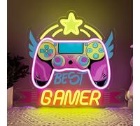 Best Gamer Enseigne Lumineuse,Manette de Jeu Gaming Neon LED pour Salle de Jeux Chambre Ado Bar Club Man Cave Party la Fête,Game Neon Mural Décorations Cadeau pour Gamer Ado USB Powered（15.8"*13.8"）