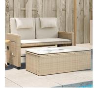 BEST-HOME Banc inclinable de jardin - banc d'extérieur pour Cour Terrasse, avec coussins beige résine tressée nvq4467