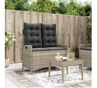 BEST-HOME Banc inclinable de jardin - banc d'extérieur pour Cour Terrasse, et coussins gris clair résine tressée nvq9207