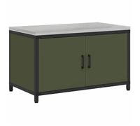 BEST-HOME Buffet de cuisine - Cabinet de Rangement Meuble de rangement de cuisine avec étagère Vert olive Acier,1parcel7920