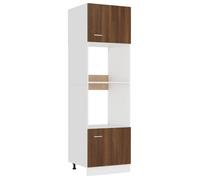 BEST-HOME Buffet de cuisine - Cabinet de Rangement Meuble micro-ondes ""Lyon"" Chêne brun 60x57x207 cm - aspect bois d'ingénierie