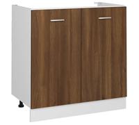BEST-HOME Buffet de cuisine - Cabinet de Rangement Meuble sous évier ""Lyon"" Chêne brun 80x46x81,5 cm - aspect bois d'ingénierie,