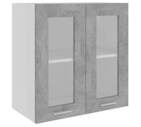 BEST-HOME Buffet de cuisine - Cabinet de Rangement Vitrine suspendue ""Lyon"" Gris béton 60x31x60 cm - aspect bois d'ingénierie,1p