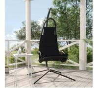 BEST-HOME Chaise balançoire de jardin et coussin noir tissu Oxford/acier - pour adulte/enfant - 1/2 places nvq3342