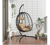 BEST-HOME Chaise suspendue en forme d'œuf avec coussin taupe - pour adulte/enfant - 1/2 places nvq5918