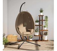 BEST-HOME Chaise suspendue en forme d'œuf et support taupe rotin et acier - pour adulte/enfant - 1/2 places nvq7571