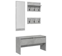 BEST-HOME Ensemble de meubles de couloir,banc d'entrée, banc à chaussures, 4 pcs gris béton bois ingénierie,1parcel6267