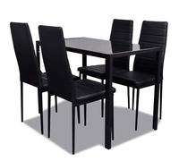 BEST-HOME Ensembles de meubles - UU - Ensemble de table pour salle à manger cinq pièces noir HH15095