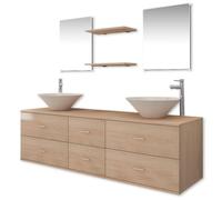 BEST-HOME Ensembles de meubles - UU - Meuble de salle de bain 9 pcs - avec lavabo et robinet Beige HH15121