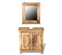 BEST-HOME Ensembles de meubles - UU - Meuble de salle de bain avec miroir Bois massif de manguier HH15101