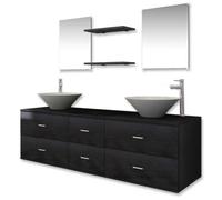 BEST-HOME Ensembles de meubles - UU - Meubles de salle de bain 9 pcs - avec lavabo et robinet Noir HH15120