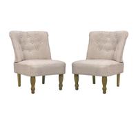 BEST-HOME Fauteuil de qualité (Taille unique)Pour Salon/Séjour - Chaises en style français lot de 2 crème tissu,1parcel7896
