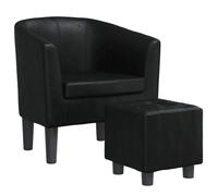 BEST-HOME Fauteuil de qualité (Taille unique)Pour Salon/Séjour - Fauteuil avec repose-pied noir similicuir,1parcel9166