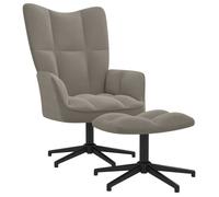 BEST-HOME Fauteuil TV - Chaise de relaxation - avec repose-pied - Gris clair Velours, avec design pratique - 5gt7Ot