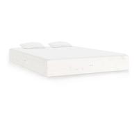 BEST-HOME Meuble de chambre - UU - Cadre de lit sans matelas - blanc bois massif 160x200 cm HH14641