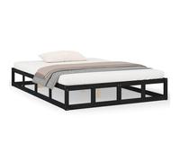 BEST-HOME Meuble de chambre - UU - Cadre de lit sans matelas - noir 160x200 cm bois massif HH14708