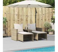 BEST HOME Meuble de jardin moderne - Salon de jardin 5 pcs avec coussins empilable beige polyrotin FR497021